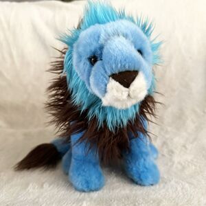 Adventure Planet Bright Blue Brown Neon Lion 11" Plush Stuffed Animal Toy